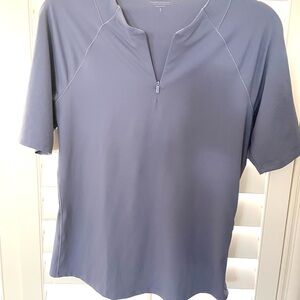 Athleta  Steel Gray Short Sleeve a Zip-Up Shirt